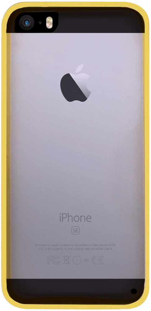 Apple iPhone 5S kemény hátlap citromsárga szilikon kerettel víztiszta