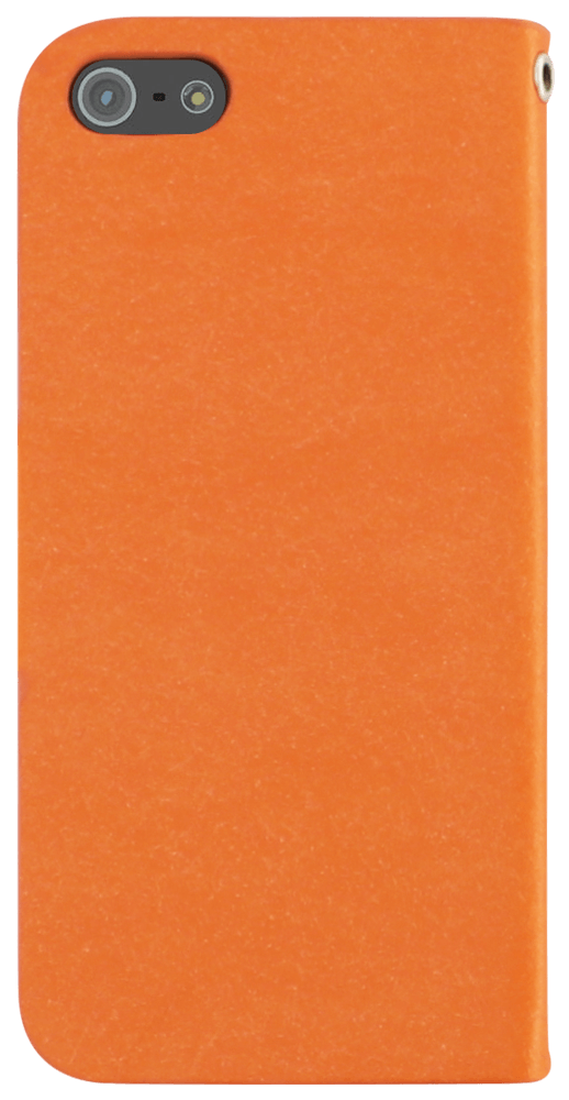 Apple iPhone 5 oldalra nyíló flipes bőrtok mikroszálas minta narancssárga