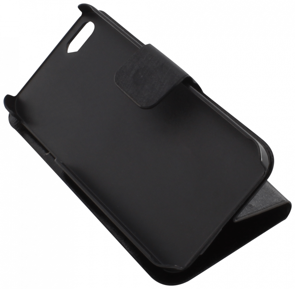 Apple iPhone SE (2016) oldalra nyíló flipes bőrtok mikroszálas minta fekete