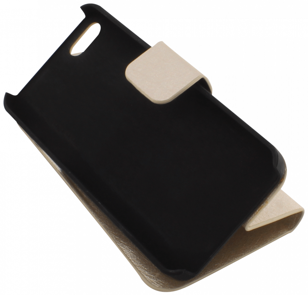 Apple iPhone SE (2016) oldalra nyíló flipes bőrtok mikroszálas minta arany