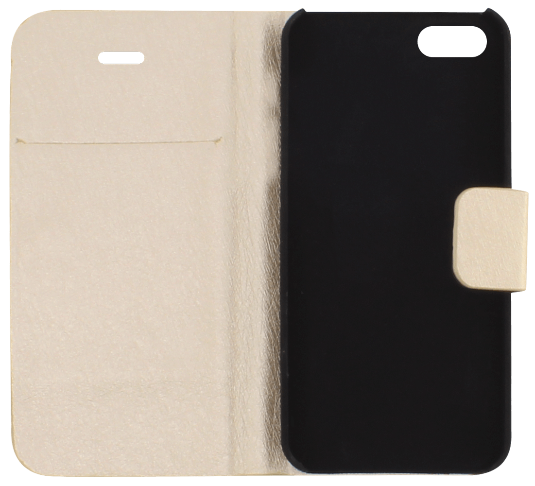 Apple iPhone SE (2016) oldalra nyíló flipes bőrtok mikroszálas minta arany