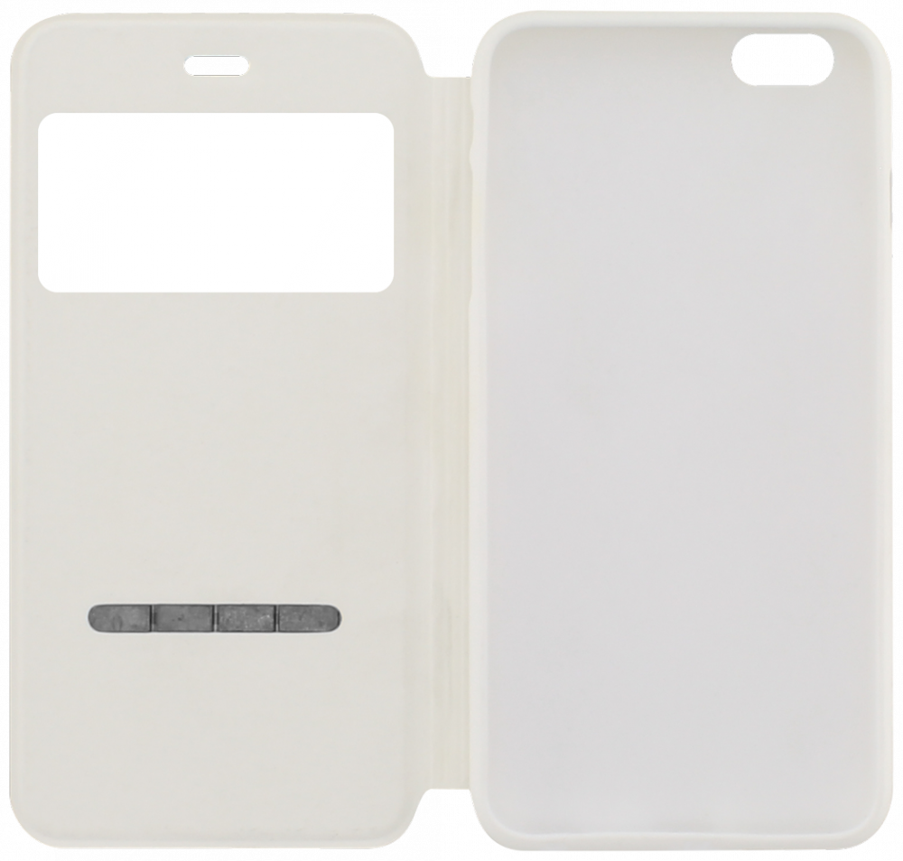 Apple iPhone 6S Plus oldalra nyíló flipes műanyag tok View Window bézs