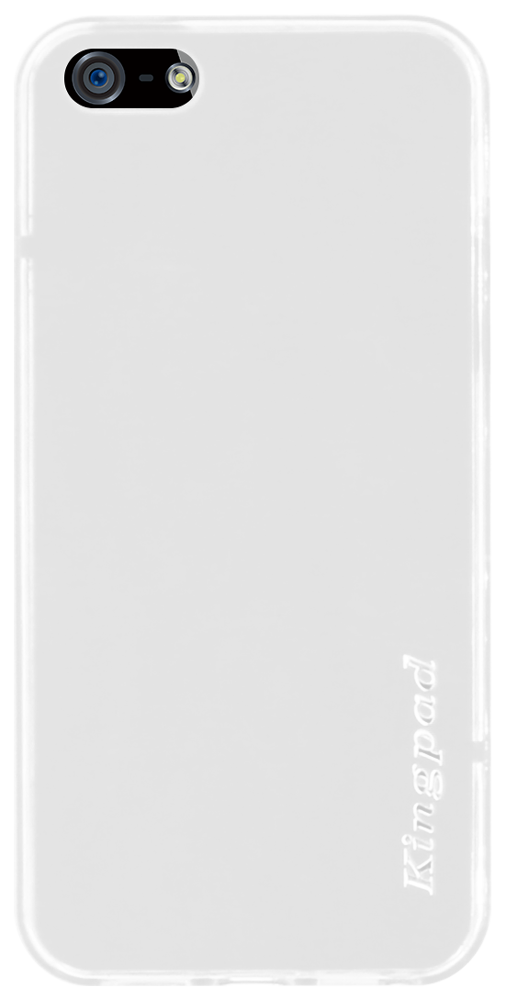 Apple iPhone SE (2016) kemény hátlap gyári KINGPAD szilikon keret átlátszó/fehér