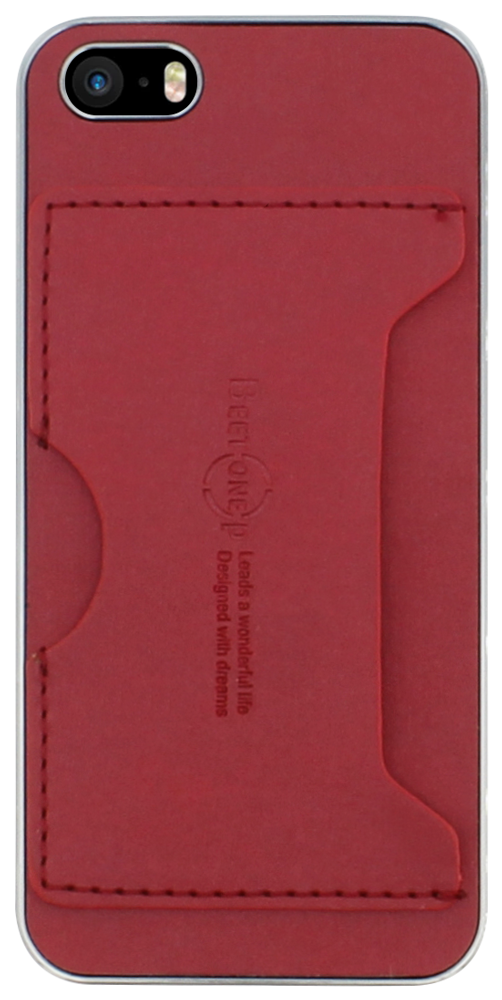 Apple iPhone SE (2016) kemény hátlap gyári BEETONE P szövet hatású piros/ezüst