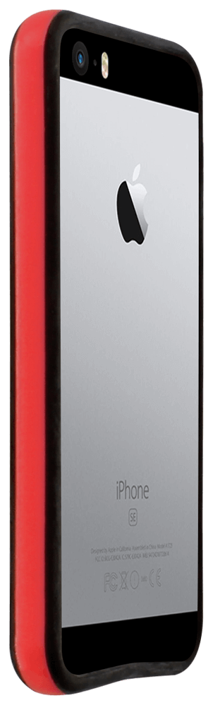 Apple iPhone SE (2016) bumper szilikon belső fekete/piros
