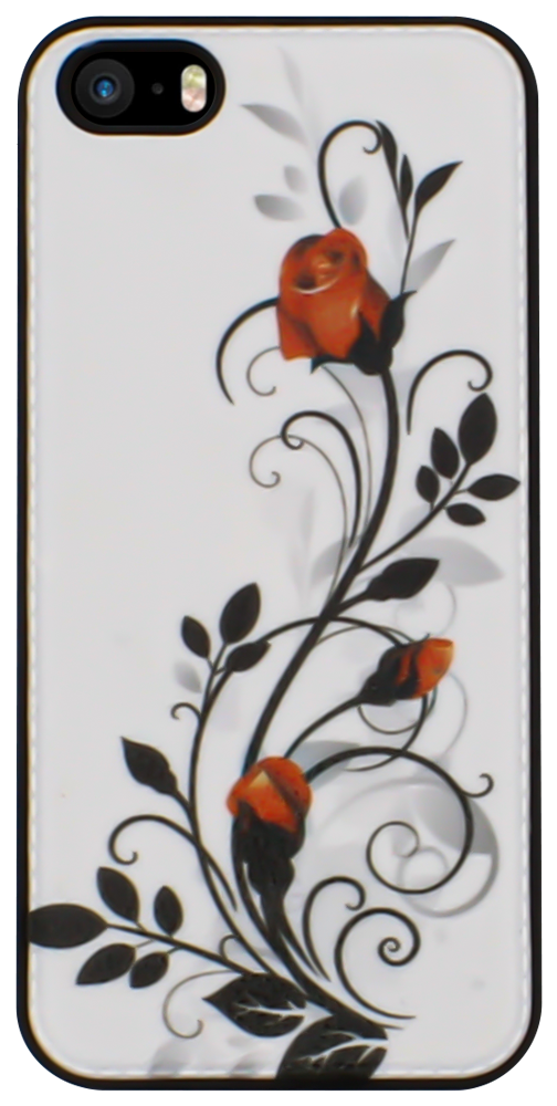 Apple iPhone SE (2016) kemény hátlap virágmintás fekete/fehér