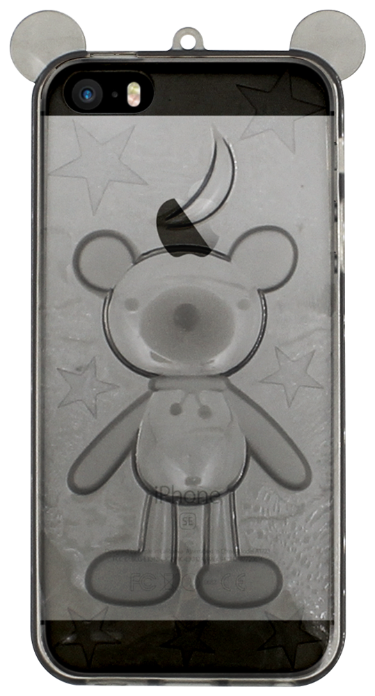 Apple iPhone 5S szilikon tok 3D medve minta füstszínű