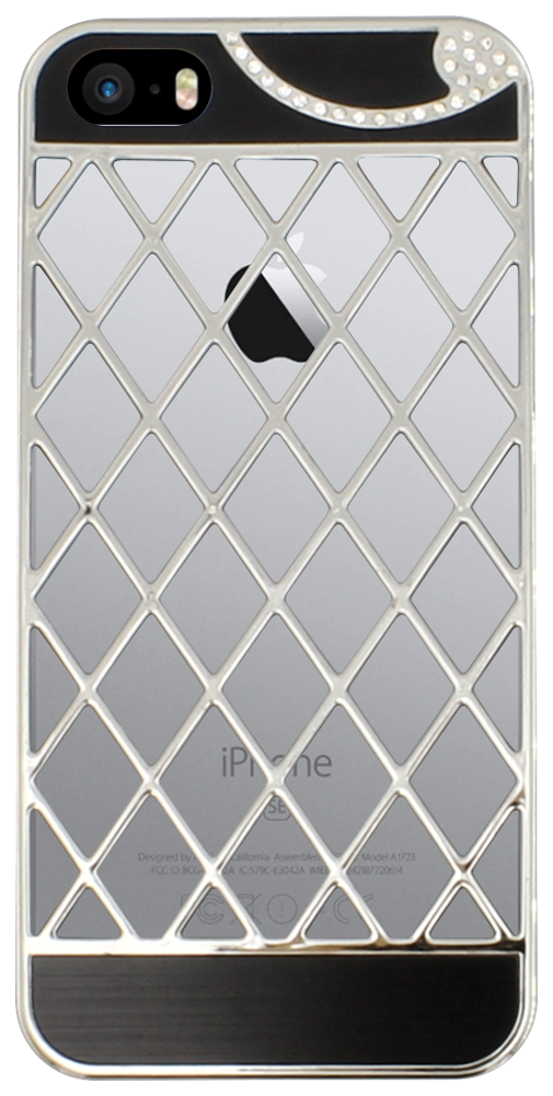 Apple iPhone 5S kemény hátlap 3D rács minta fekete/ezüst