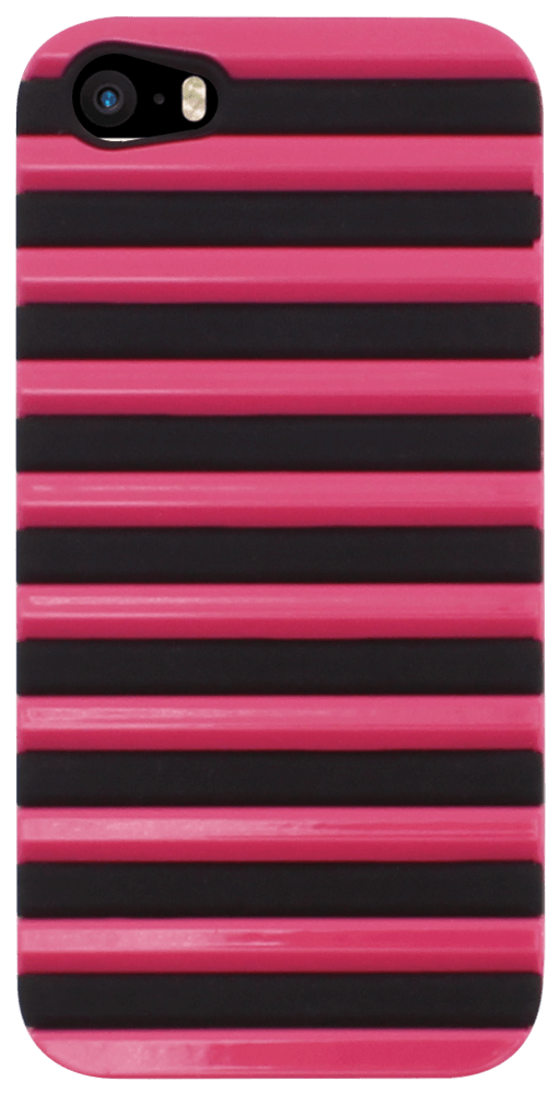 Apple iPhone 5S kemény hátlap 3D rács minta fekete/rózsaszín