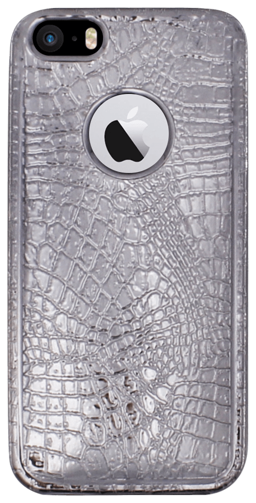 Apple iPhone 5S szilikon tok logó kihagyós krokodilbőr mintás szürke
