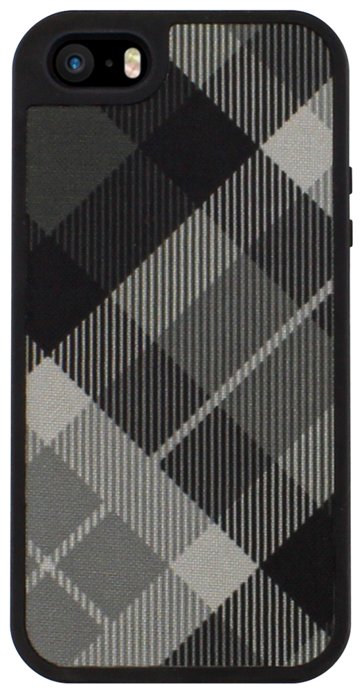 Apple iPhone SE (2016) kemény hátlap négyzet minta, textil hatás szürke/fekete
