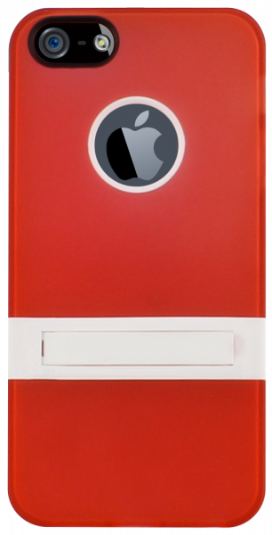 Apple iPhone 5 kemény hátlap logó kihagyós fehér/piros