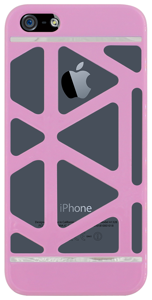 Apple iPhone 5 kemény hátlap háromszög kivágásokkal rózsaszín