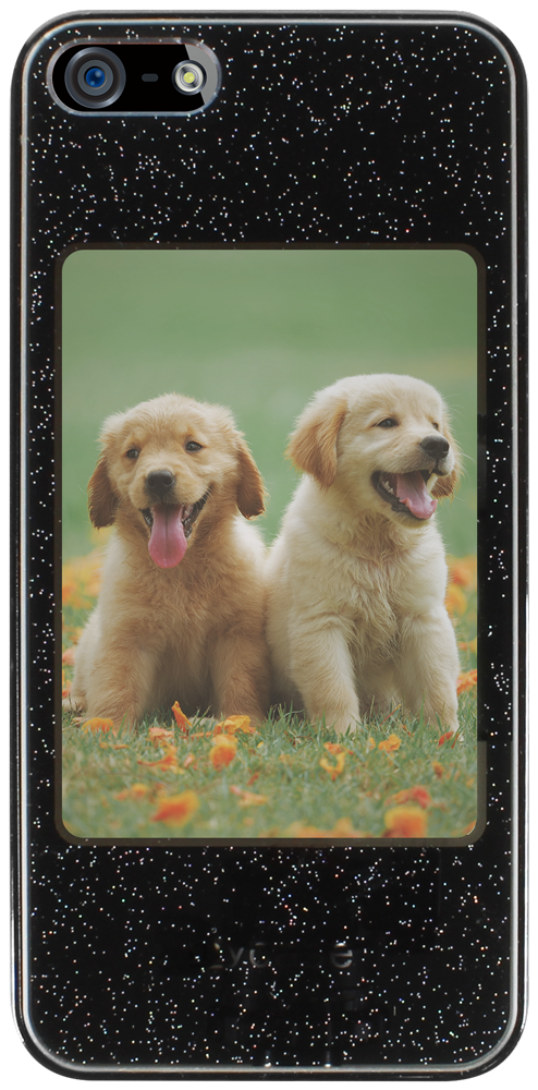 Apple iPhone 5 kemény hátlap cserélhető képpel csillogó fekete