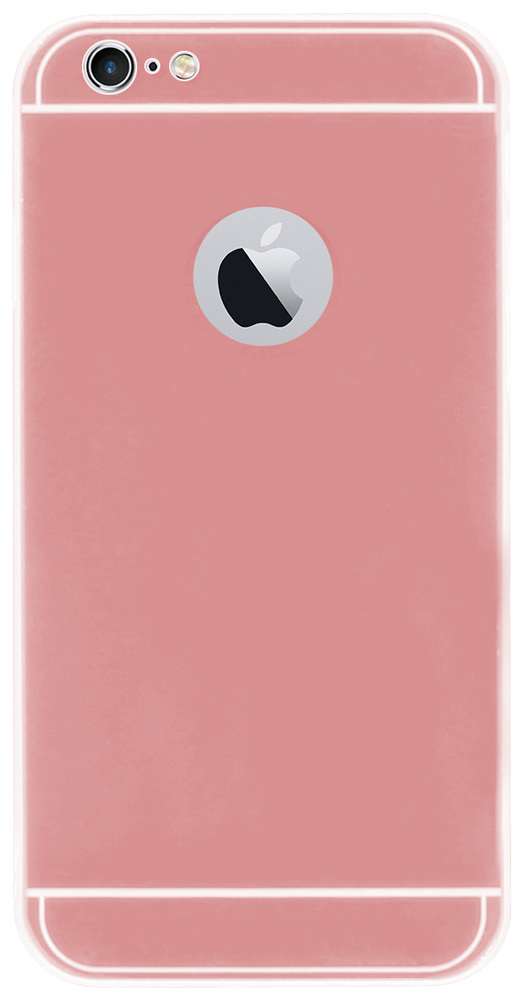 Apple iPhone 6S Plus kemény hátlap logónál átlátszó fém hátlappal rozéarany