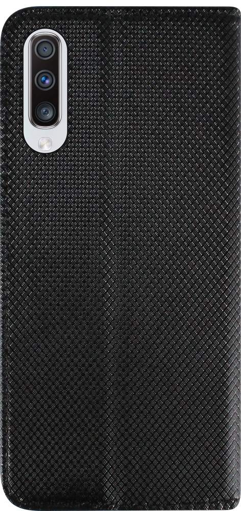 Samsung Galaxy A70s (SM-A707F) oldalra nyíló flipes bőrtok rombusz mintás fekete