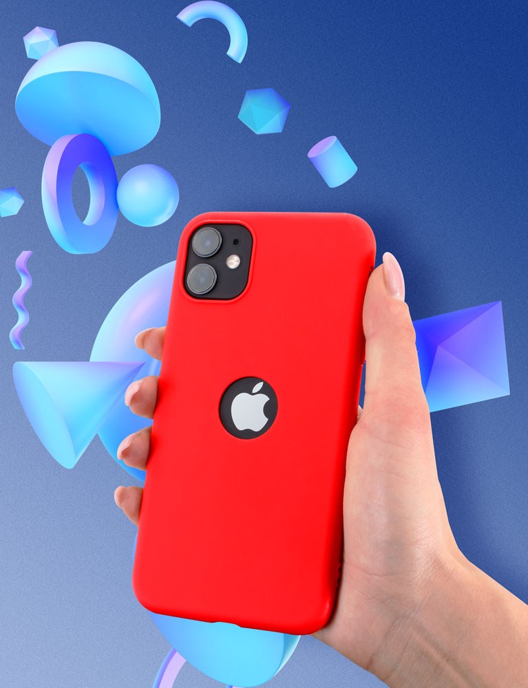 Apple iPhone XR kemény hátlap logó kihagyós piros