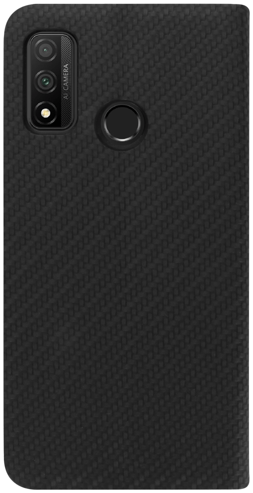 Huawei P Smart 2020 oldalra nyíló flipes velúr tok LUNA Book Stich mintás fekete