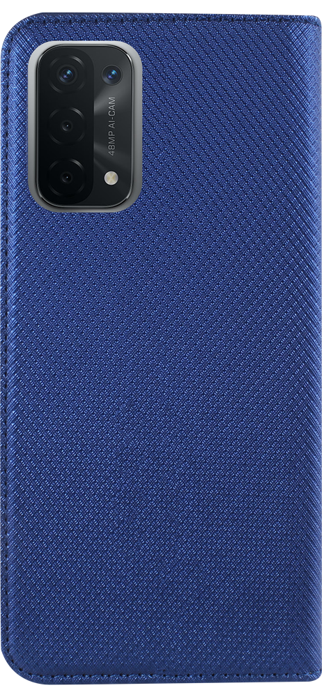 Oppo A54 5G oldalra nyíló flipes bőrtok rombusz mintás sötétkék