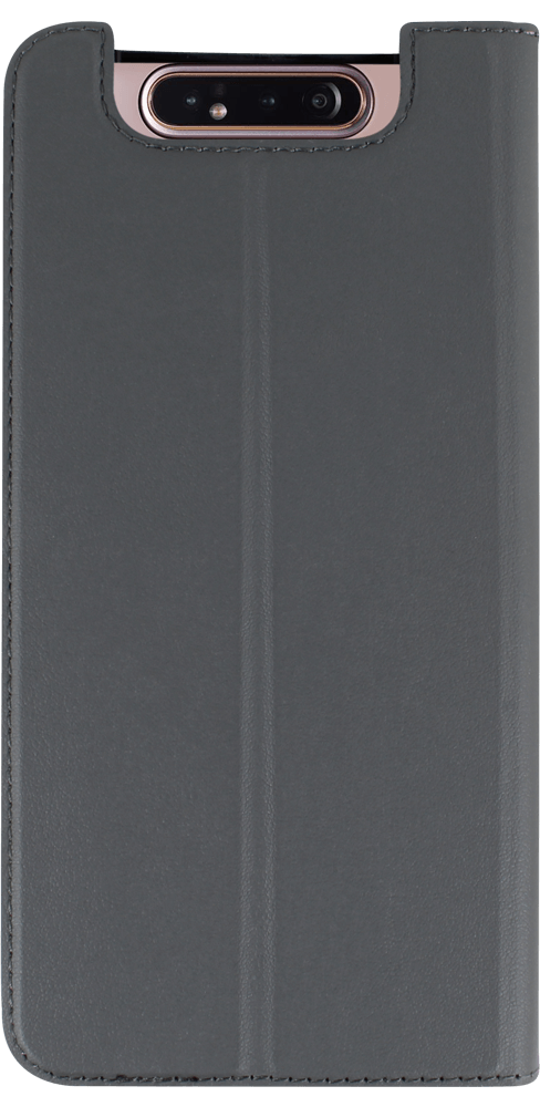Samsung Galaxy A80 (SM-A805) oldalra nyíló flipes bőrtok elől-hátul mágneses szürke