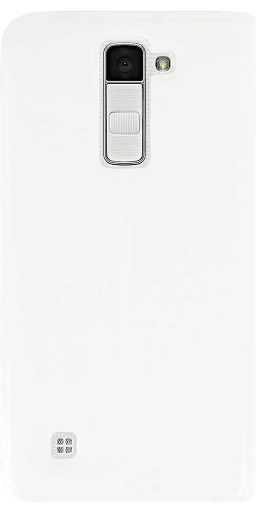 LG K8 (K350n) oldalra nyíló flipes bőrtok asztali tartó funkciós fehér