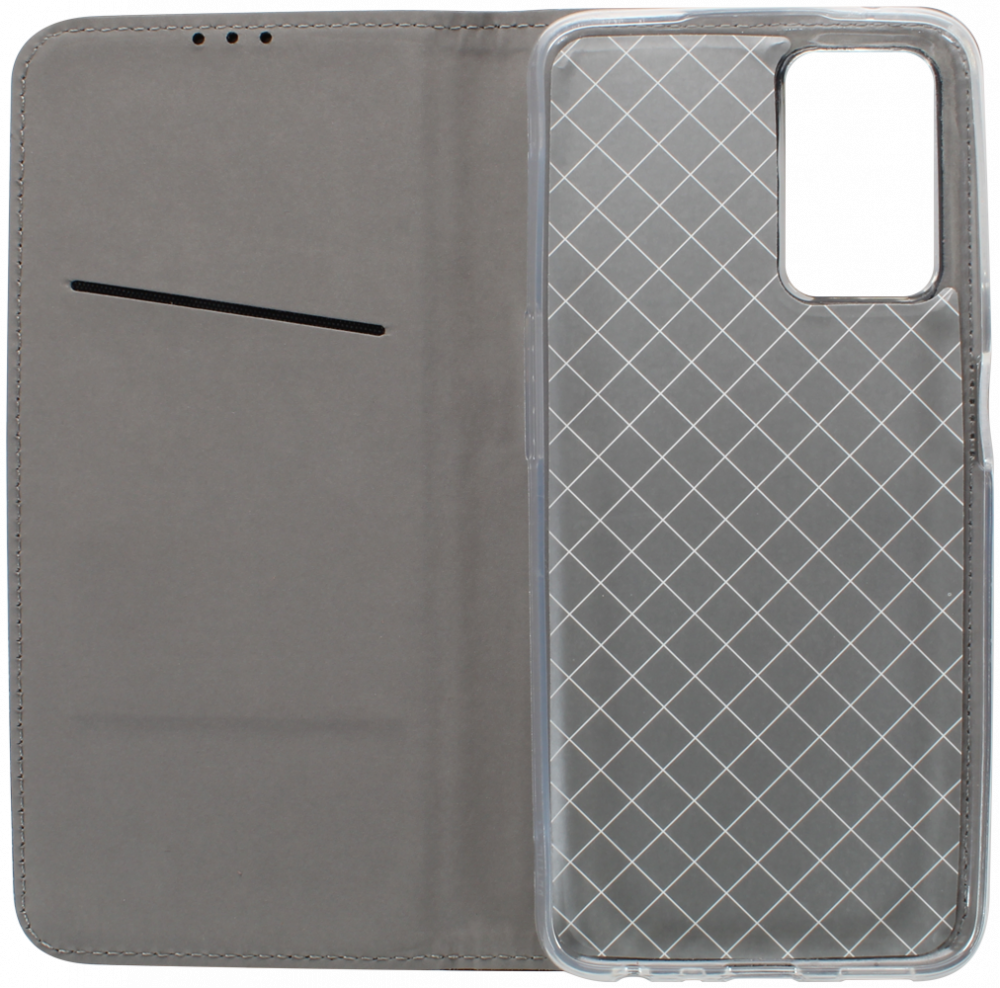 Oppo A96 oldalra nyíló flipes bőrtok rombusz mintás fekete