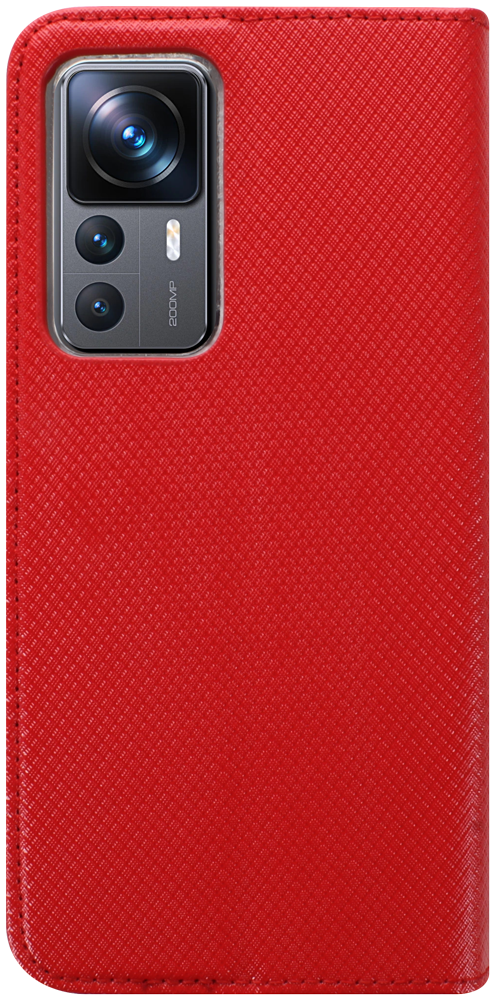 Xiaomi 12T Pro oldalra nyíló flipes bőrtok rombusz mintás piros