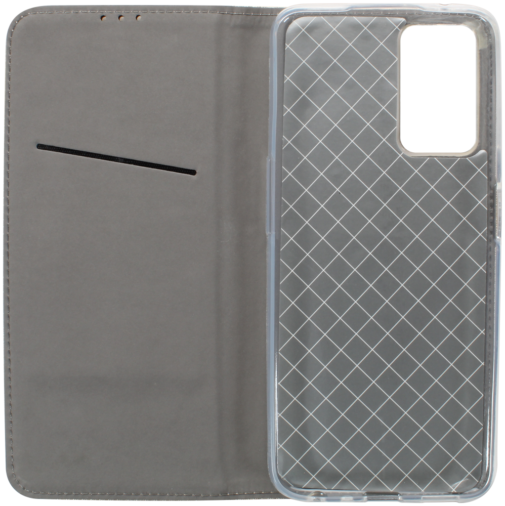 Oppo A96 oldalra nyíló flipes bőrtok rombusz mintás arany