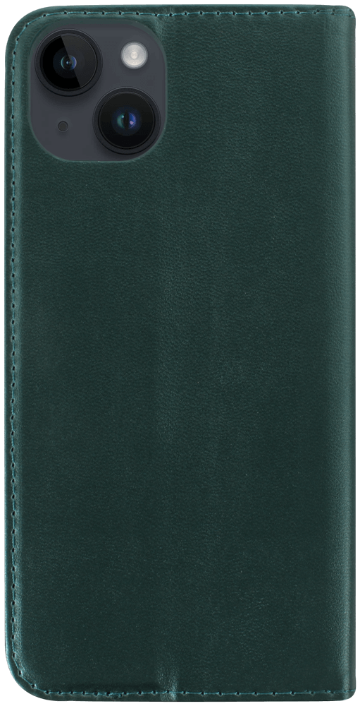 Apple iPhone 14 Plus oldalra nyíló flipes bőrtok asztali tartó funkciós sötétzöld