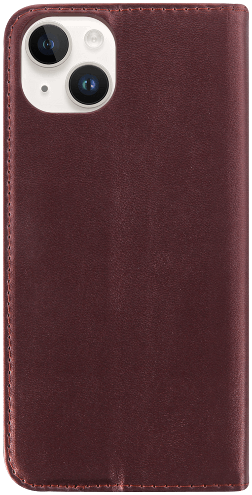 Apple iPhone 14 Plus oldalra nyíló flipes bőrtok asztali tartó funkciós bordó
