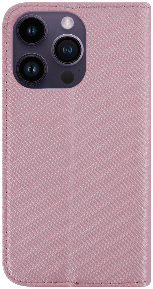 Apple iPhone 14 Pro oldalra nyíló flipes bőrtok rombusz mintás rozéarany