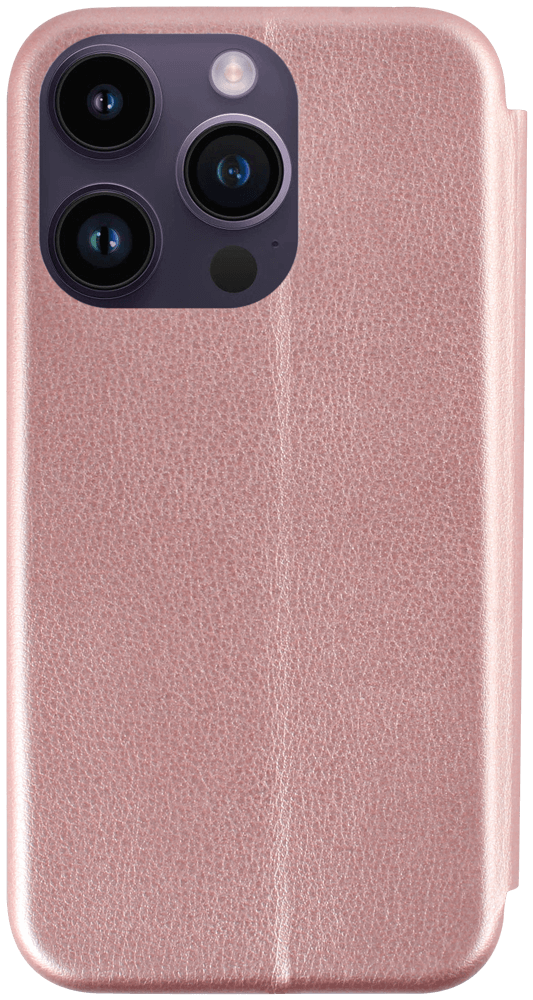 Apple iPhone 14 Pro oldalra nyíló mágneses flipes bőrtok prémium minőség rozéarany