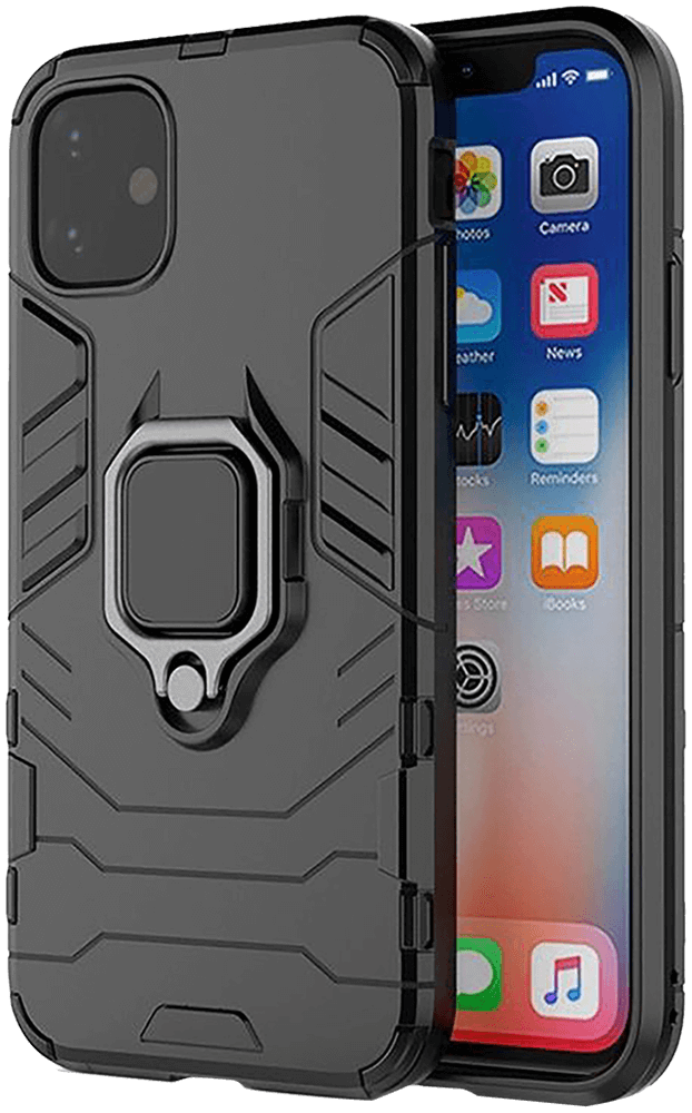 Apple iPhone 14 ütésálló tok légpárnás sarkas, hibrid Ring Armor fekete