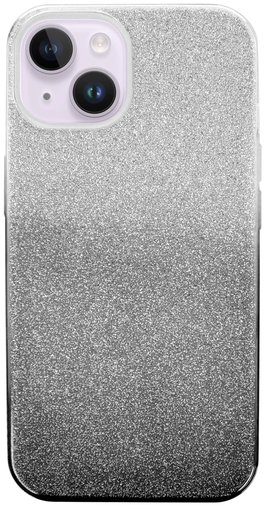 Apple iPhone 14 szilikon tok csillogó hátlap fekete/ezüst