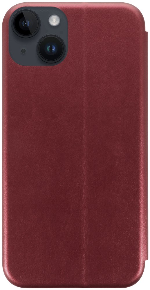 Apple iPhone 14 Plus oldalra nyíló mágneses flipes bőrtok prémium minőség bordó