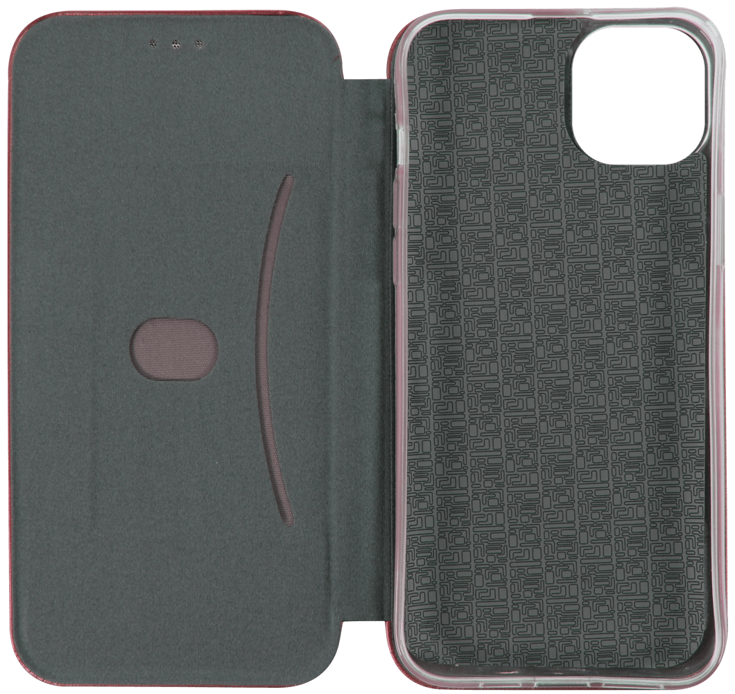 Apple iPhone 14 Plus oldalra nyíló mágneses flipes bőrtok prémium minőség bordó