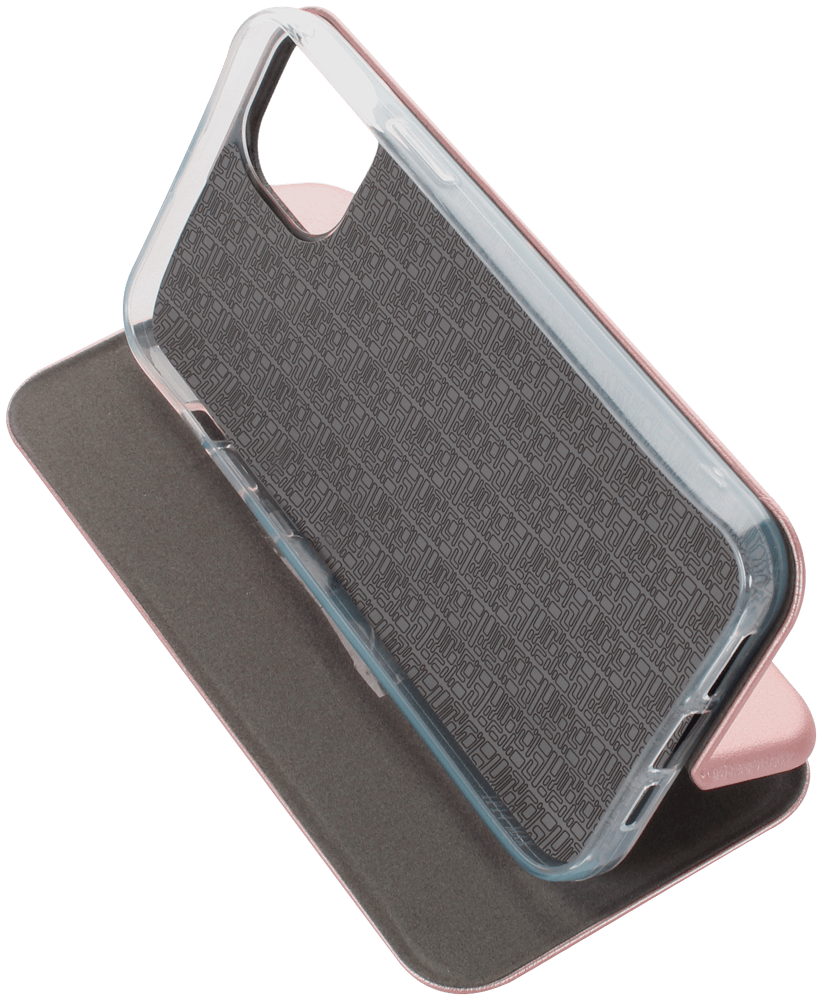 Apple iPhone 14 Plus oldalra nyíló mágneses flipes bőrtok prémium minőség rozéarany