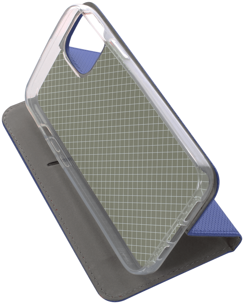 Apple iPhone 14 Plus oldalra nyíló flipes bőrtok rombusz mintás sötétkék