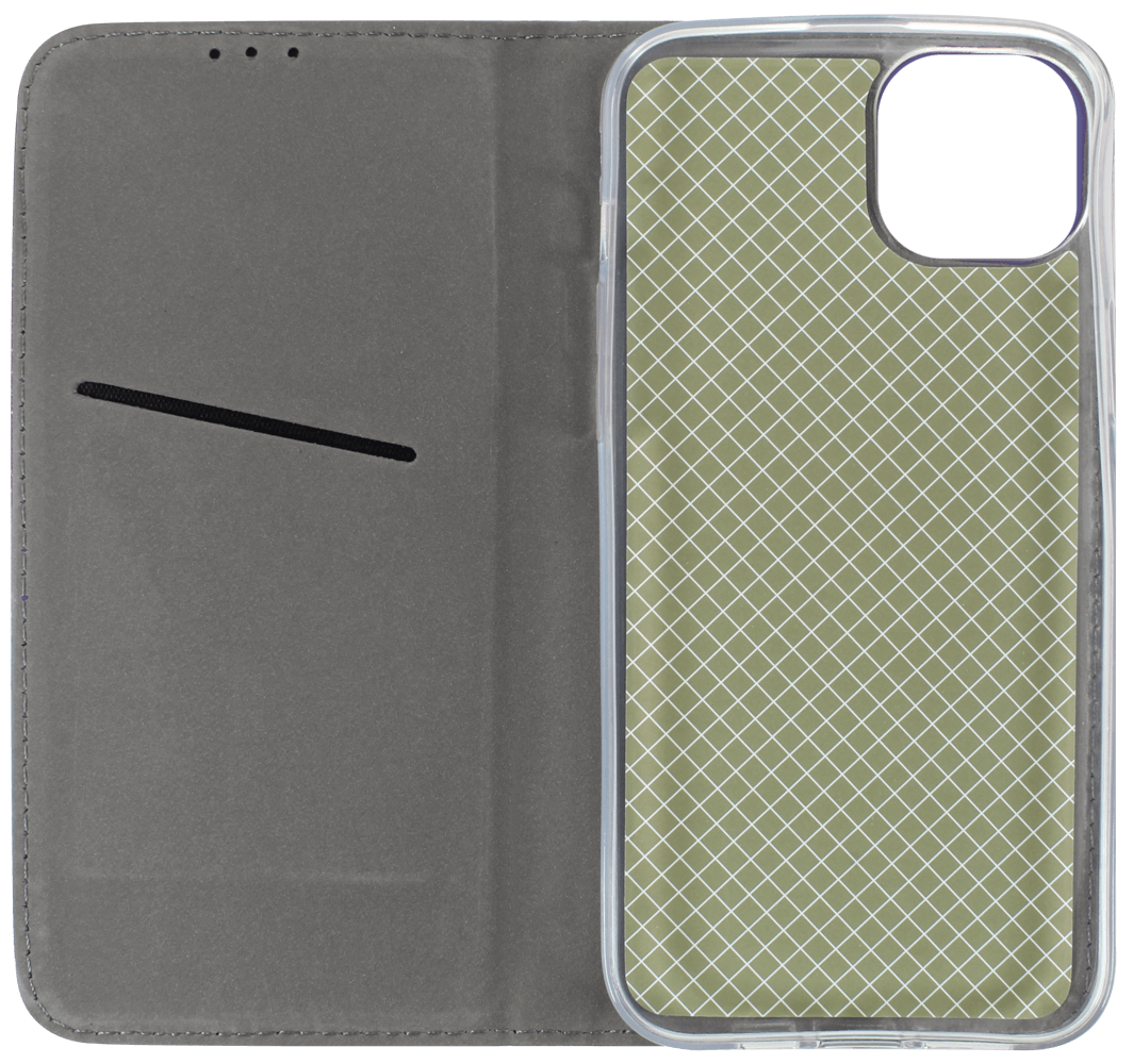 Apple iPhone 14 Plus oldalra nyíló flipes bőrtok rombusz mintás sötétkék