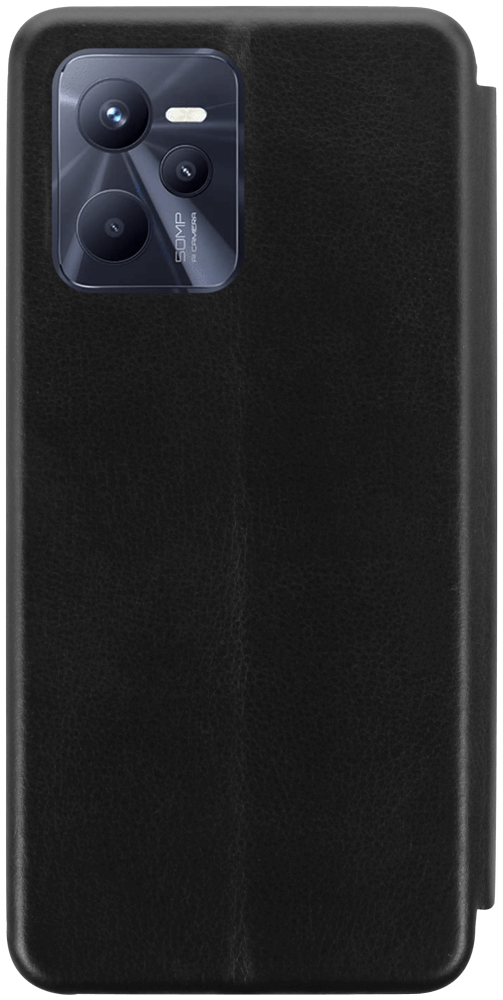 Realme C35 oldalra nyíló mágneses flipes bőrtok prémium minőség fekete