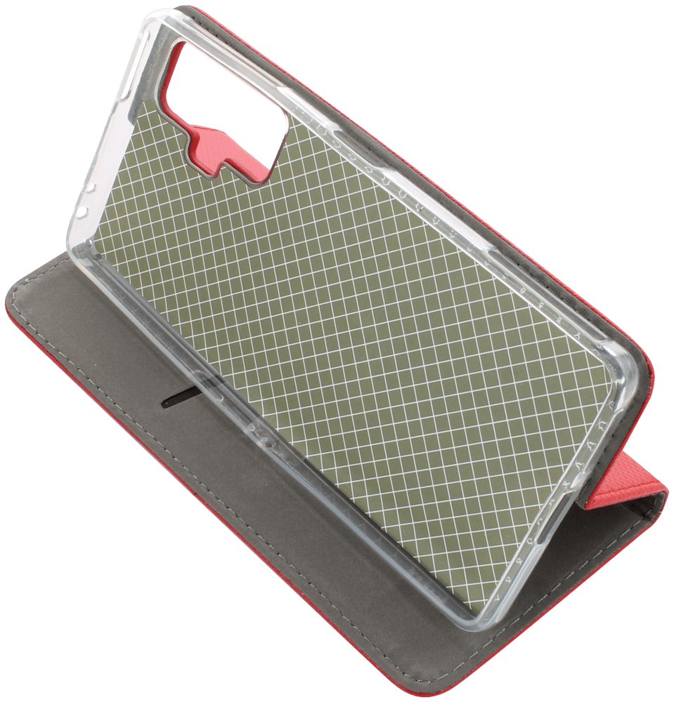 Xiaomi Poco F4 GT oldalra nyíló flipes bőrtok rombusz mintás piros