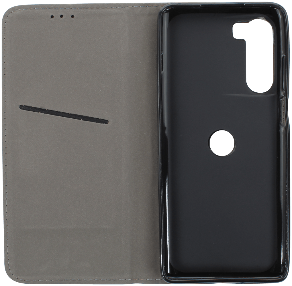 Motorola Moto G200 5G oldalra nyíló flipes bőrtok rombusz mintás fekete
