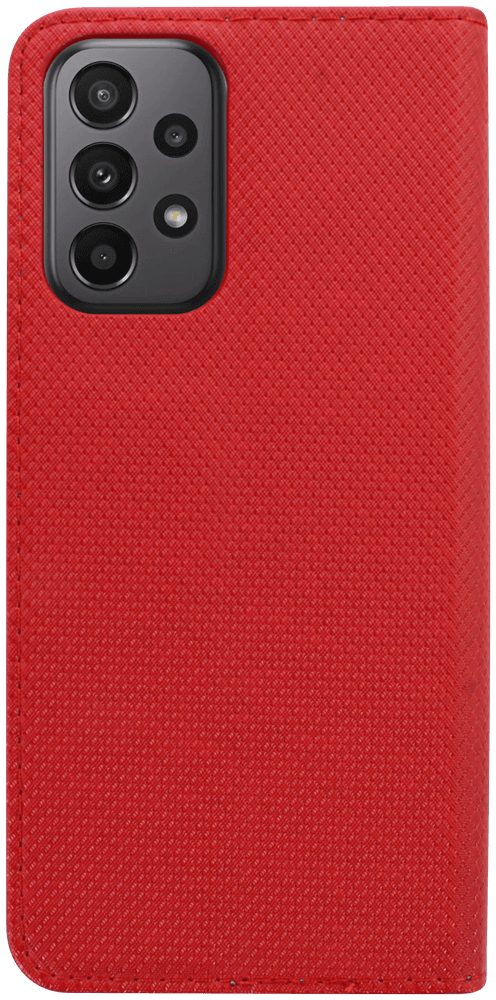 Samsung Galaxy A23 5G (SM-A236B) oldalra nyíló flipes bőrtok rombusz mintás piros