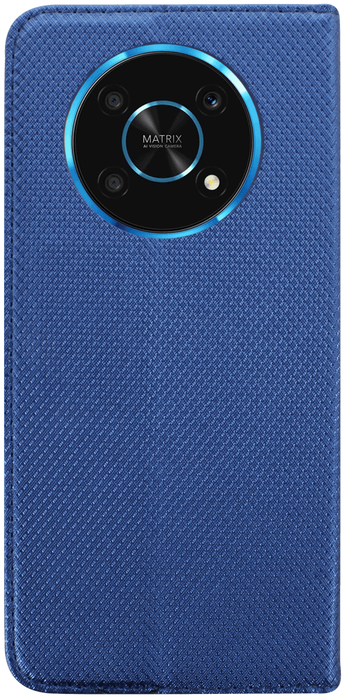 Huawei Honor Magic 4 Lite oldalra nyíló flipes bőrtok rombusz mintás sötétkék
