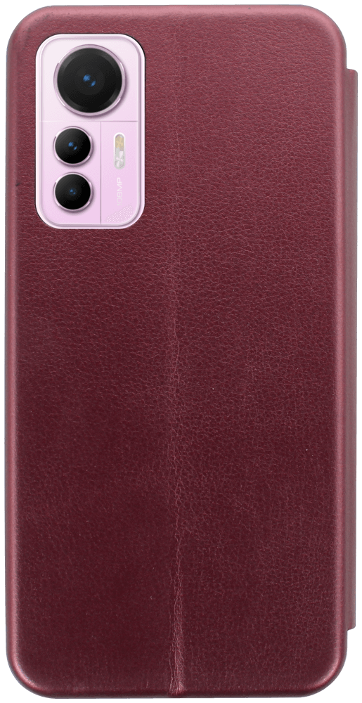 Xiaomi 12 Lite oldalra nyíló mágneses flipes bőrtok prémium minőség bordó