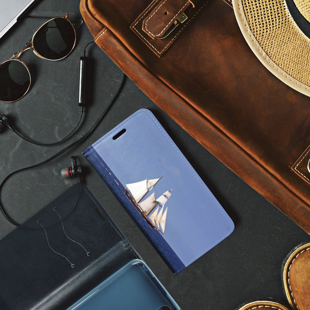 Samsung Galaxy Xcover6 Pro oldalra nyíló flipes bőrtok asztali tartó funkciós sötétkék