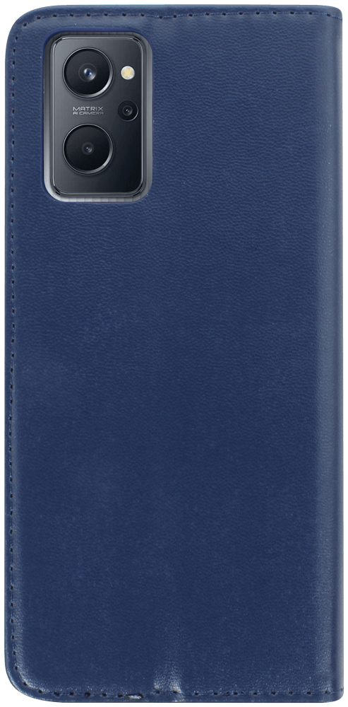 Realme 9i oldalra nyíló flipes bőrtok asztali tartó funkciós sötétkék