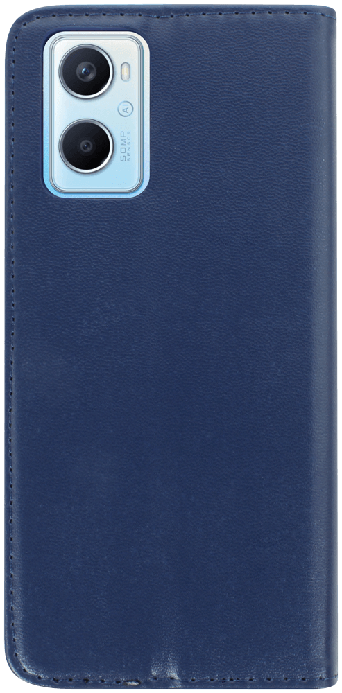 Oppo A96 oldalra nyíló flipes bőrtok asztali tartó funkciós sötétkék