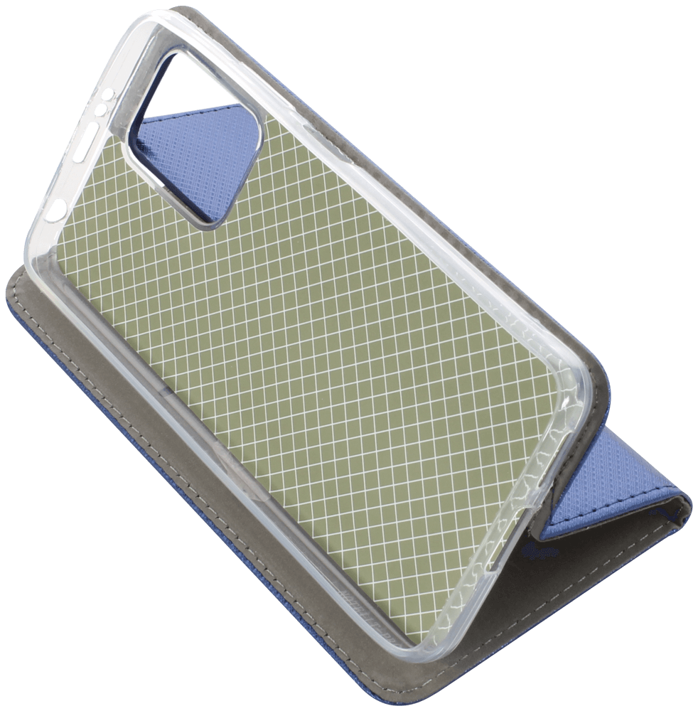 Xiaomi Poco X4 GT oldalra nyíló flipes bőrtok rombusz mintás sötétkék