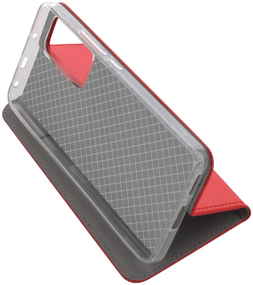 Xiaomi 12 Lite oldalra nyíló flipes bőrtok rombusz mintás piros